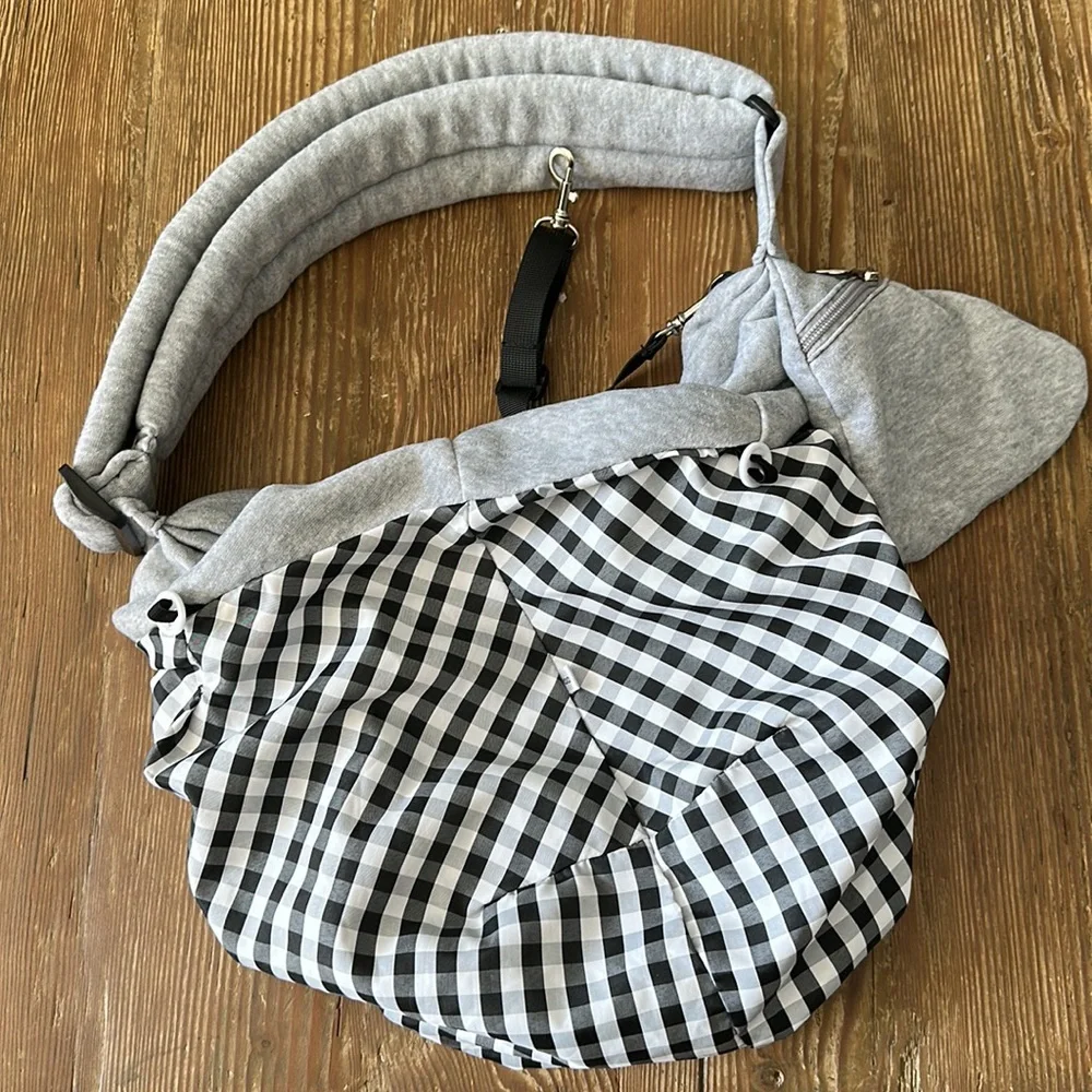 Gray reversible Pet carrier / black and white check